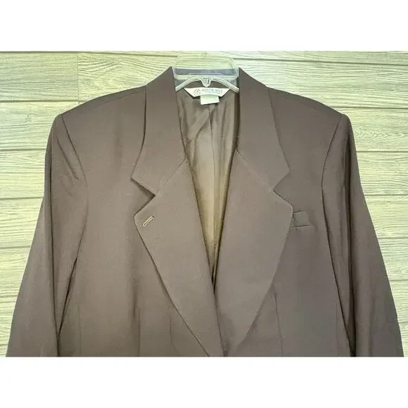 NWT AUSTIN REED Womens 18W 100% Worsted Wool Chocolate Brown Blazer Vintage - Picture 3 of 14